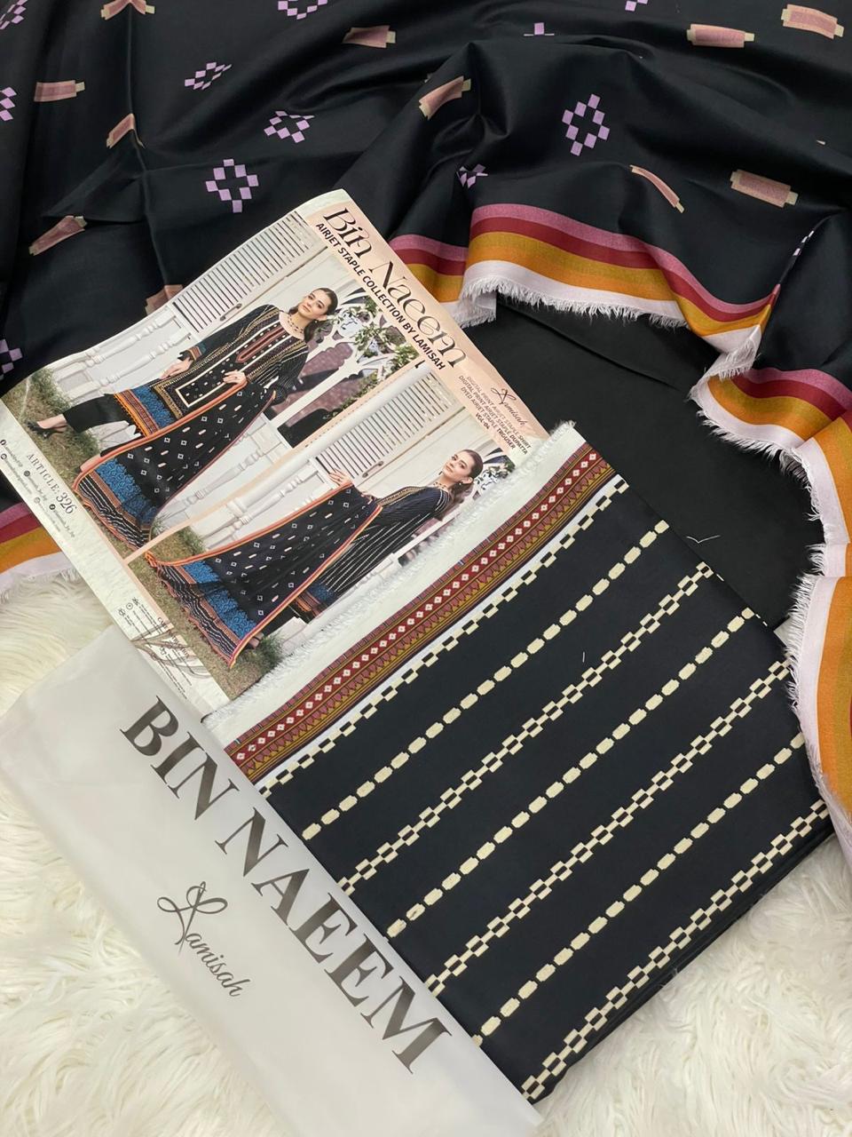 Bin Naeem 💯 Original 3-Piece Printed Linen Suit | Digital Printed Shirt, Dupatta & Trouser WA-15003