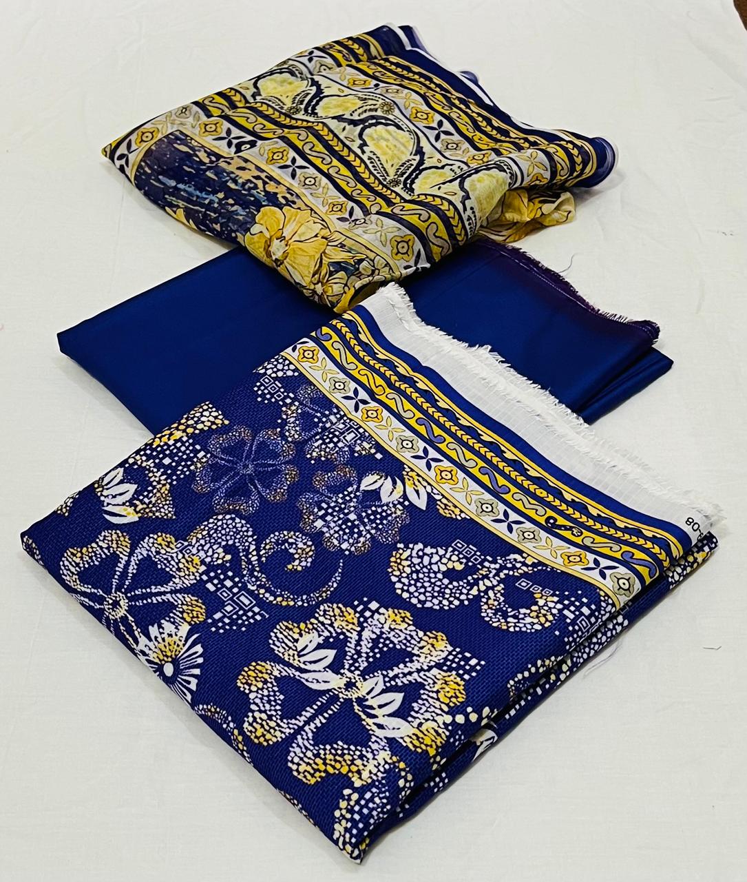 3 pc Printed Viscose Doriya Winter Collection - WA008