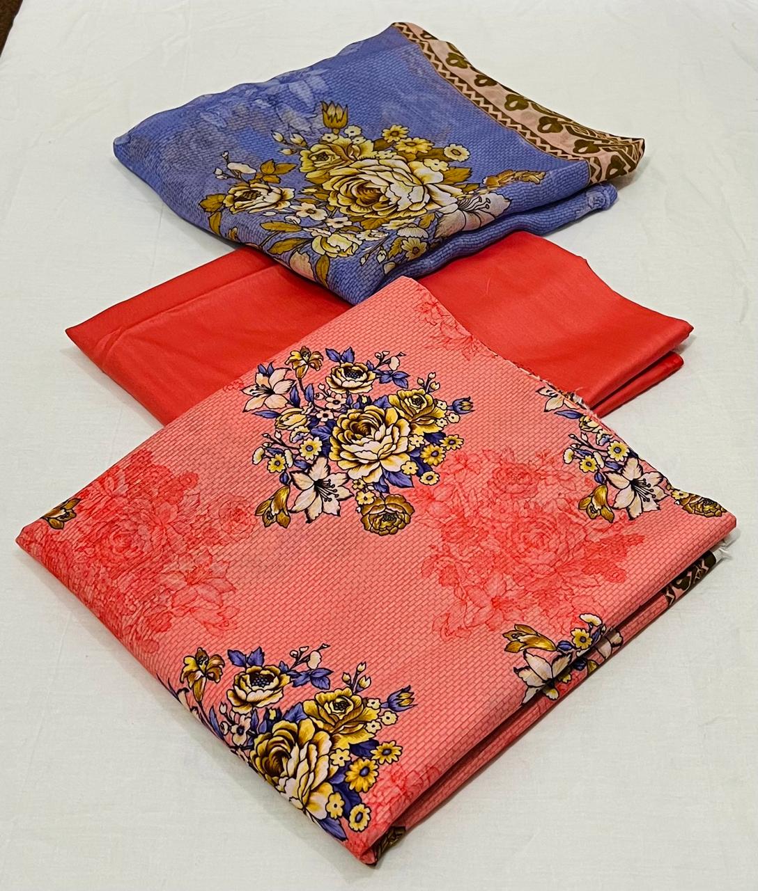 3 pc Printed Viscose Doriya Winter Collection - WA012