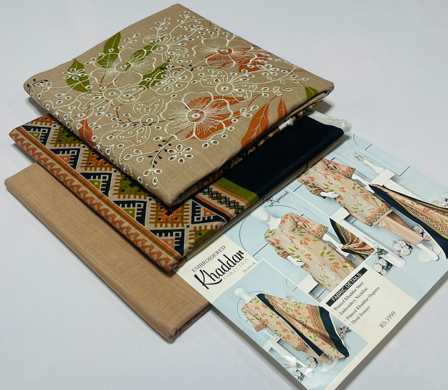 3 piece Embroidery khaddar Collection - DK02