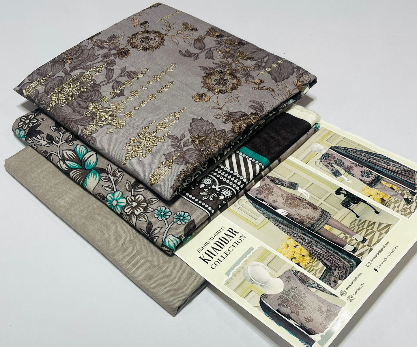 3 piece Embroidery khaddar Collection - DK03