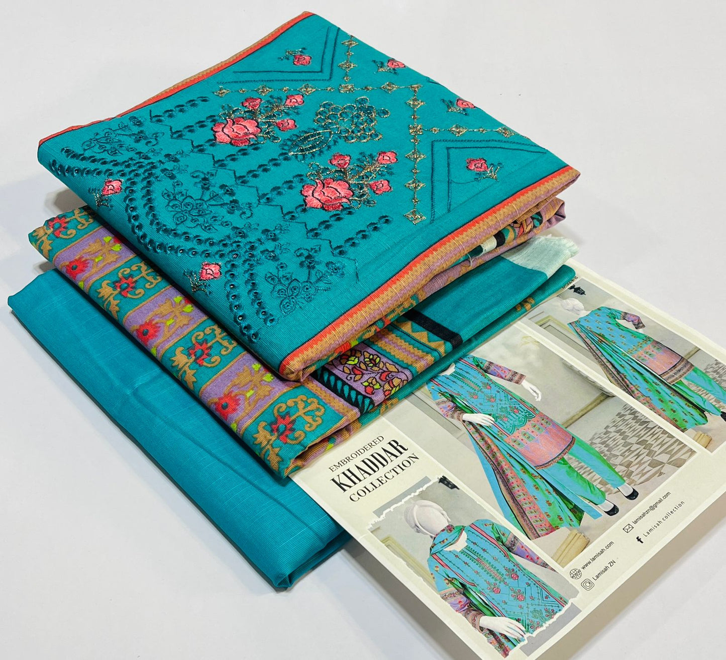 3 piece Embroidery khaddar Collection - DK10