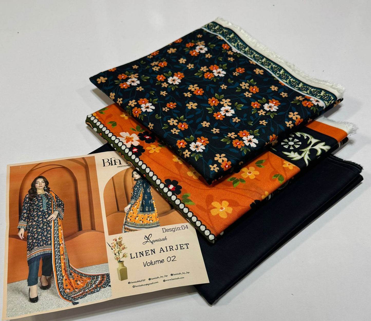 Bin Naeem 💯 Original 3-Piece Printed Linen Suit | Digital Printed Shirt, Dupatta & Trouser WA-0465