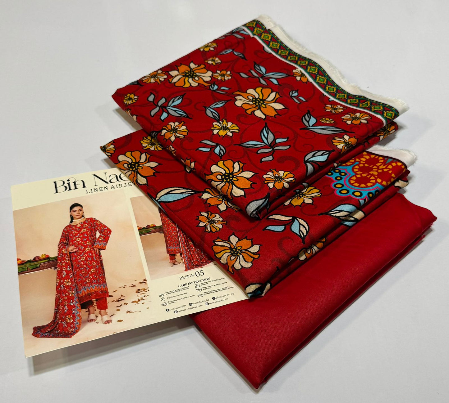 Bin Naeem 💯 Original 3-Piece Printed Linen Suit | Digital Printed Shirt, Dupatta & Trouser WA-0478