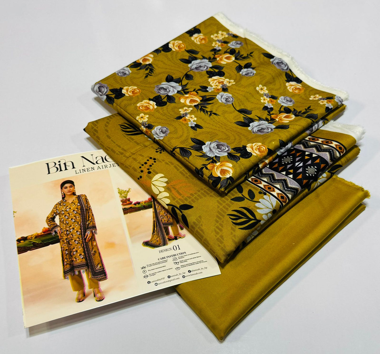 Bin Naeem 💯 Original 3-Piece Printed Linen Suit | Digital Printed Shirt, Dupatta & Trouser WA-0479