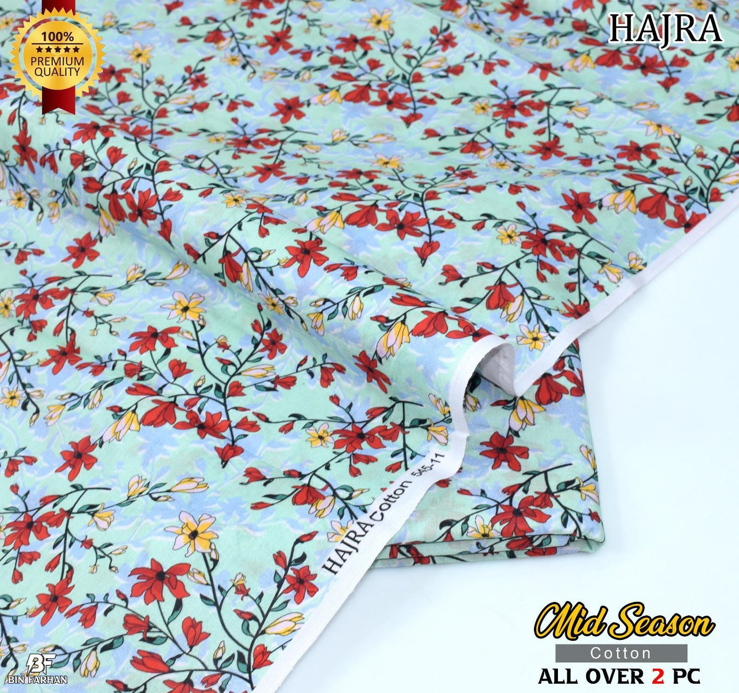 HAJRA 💯 Original 2-Piece Pure Cotton Suit | Digital Printed Shirt & Trouser 1008-WA0515