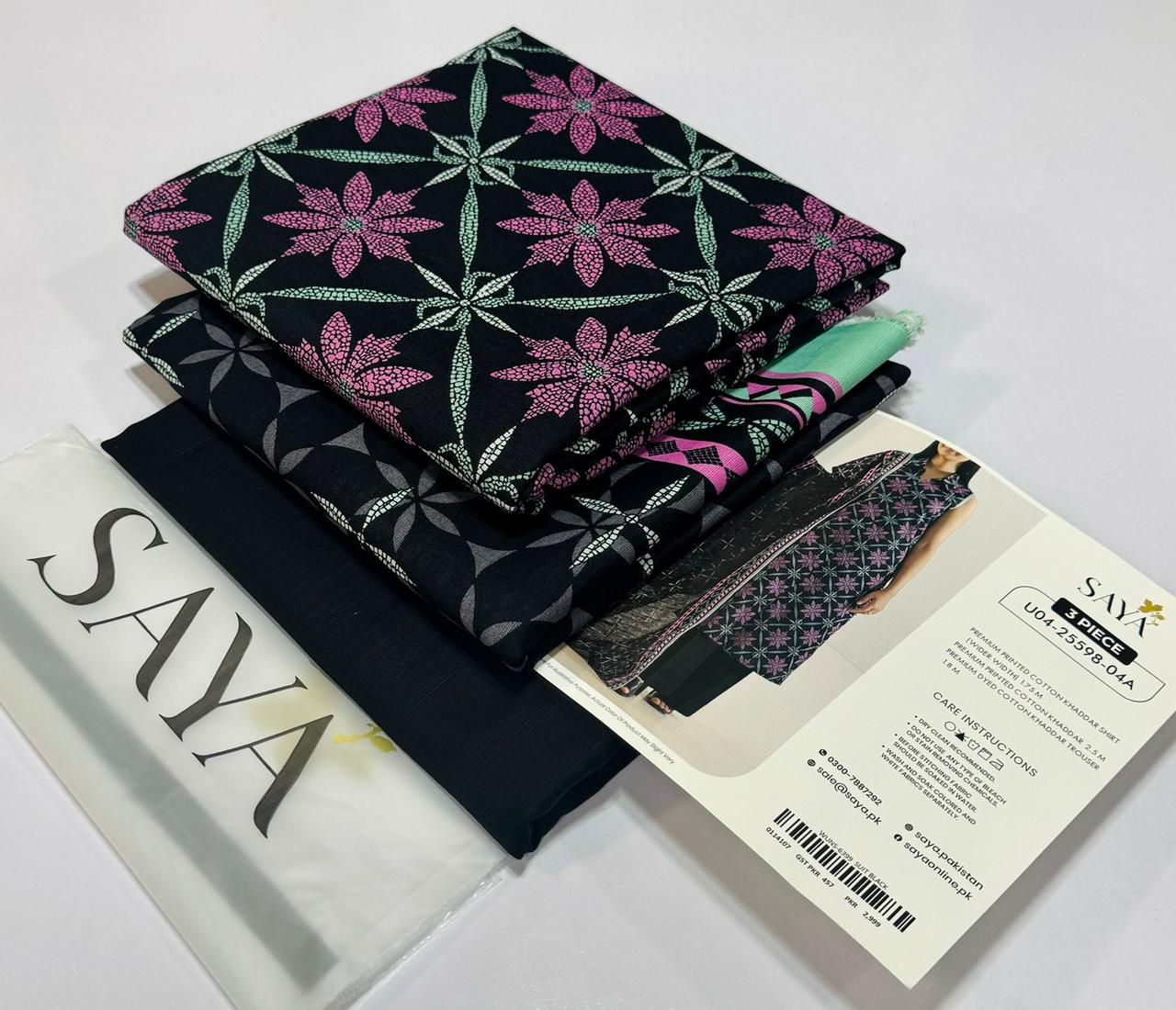 SAYA💯 Original Unstitched Printed Cotton Khaddar 3 Piece