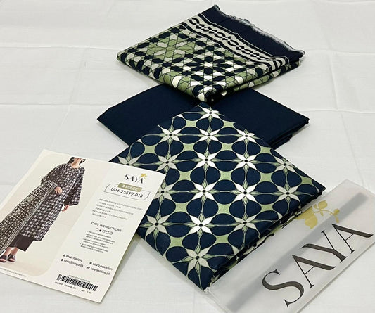 SAYA💯 Original Unstitched Printed Cotton Khaddar 3 Piece