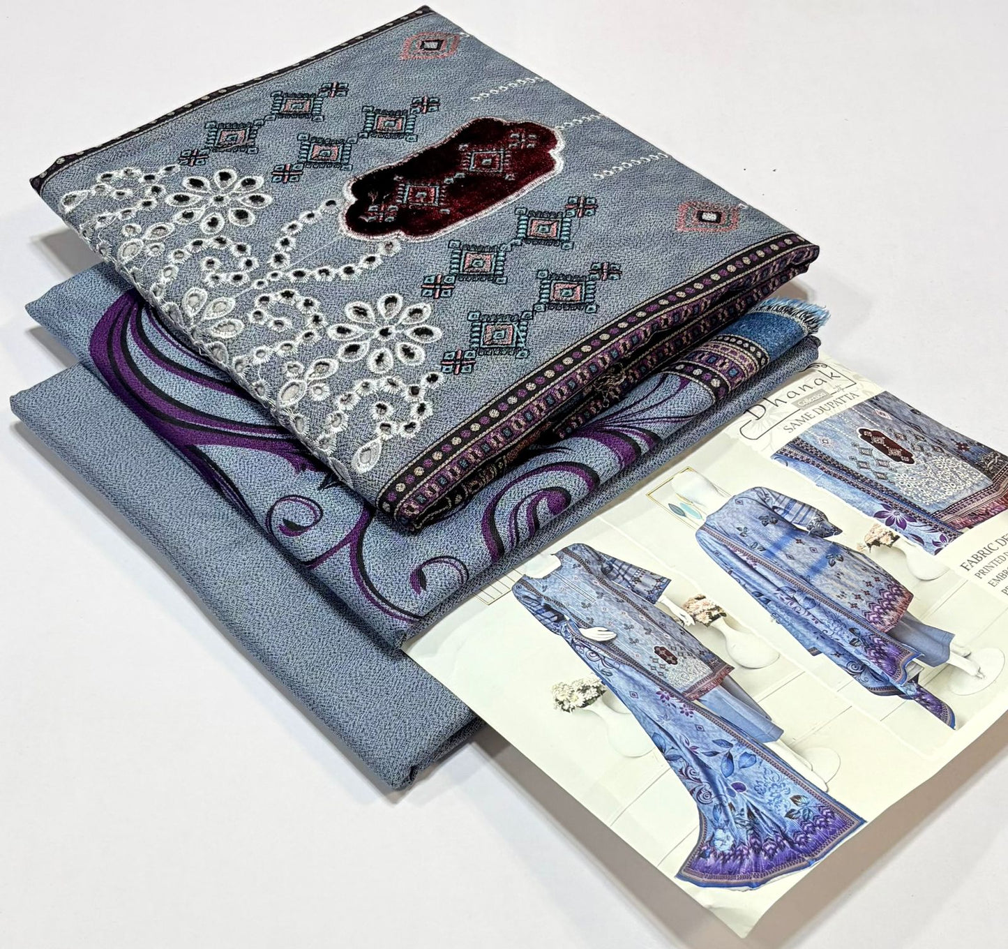 ELAAF 💯 Original 3-Piece Printed Dhanak Collection | Digital Embroidered Shirt, Printed Dupatta & Dyed Trouser | Winter Wear 2025