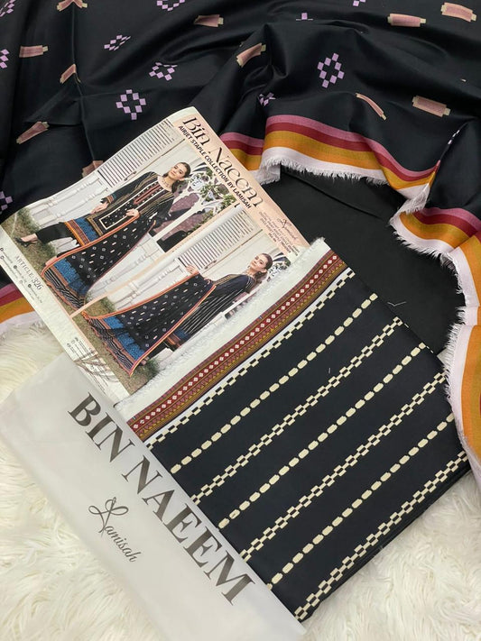 Bin Naeem 💯 Original 3-Piece Printed Linen Suit | Digital Printed Shirt, Dupatta & Trouser WA-15003