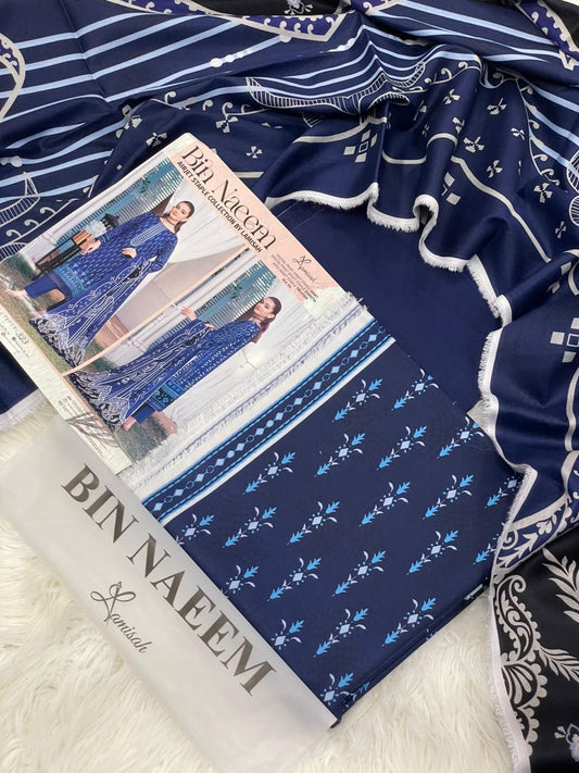 Bin Naeem 💯 Original 3-Piece Printed Linen Suit | Digital Printed Shirt, Dupatta & Trouser WA-15005