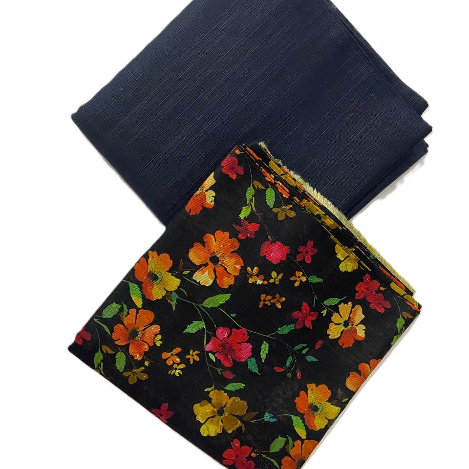 Delika's 💯 Original 2-Piece Khaddar| Digital Printed Shirt & Plain Trouser