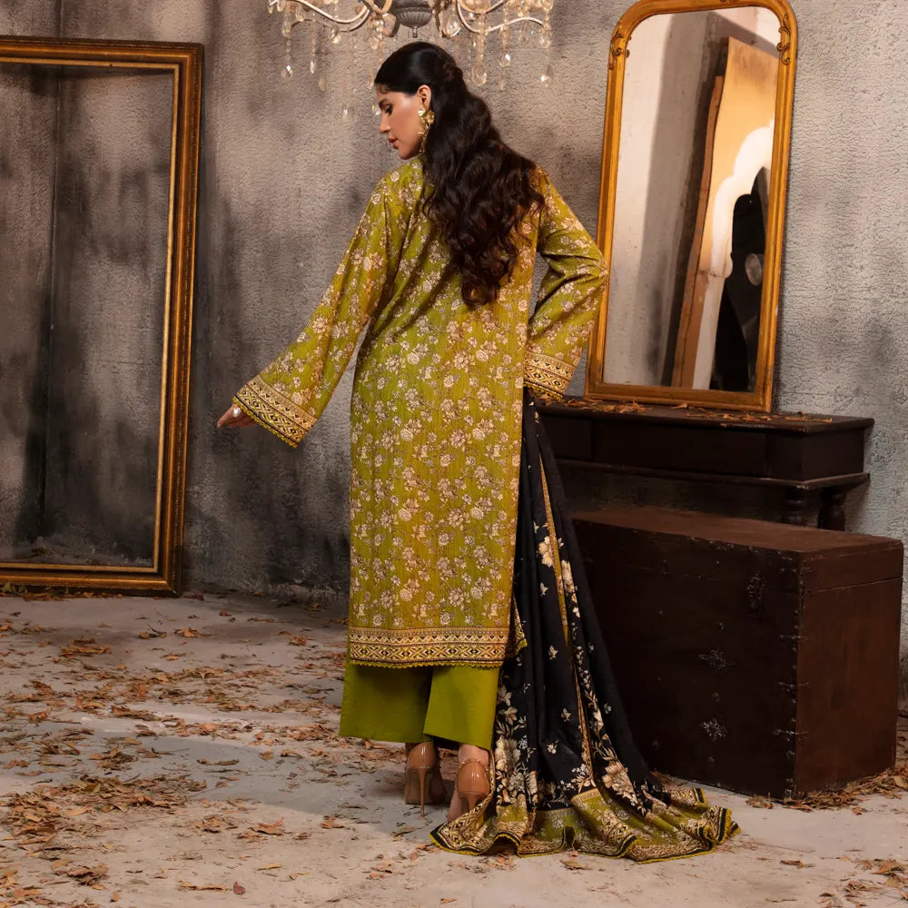 Regalia Original 3-Piece Printed Salina Slub Viscose Collection | Digital Printed Shirt, Dupatta & Dyed Trouser
