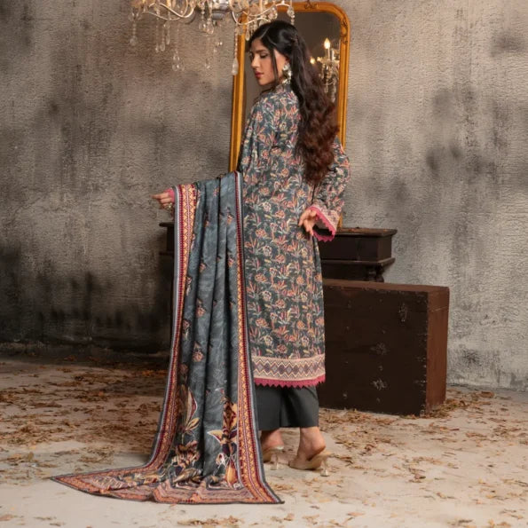 Regalia Original 3-Piece Printed Salina Slub Viscose Collection | Digital Printed Shirt, Dupatta & Dyed Trouser