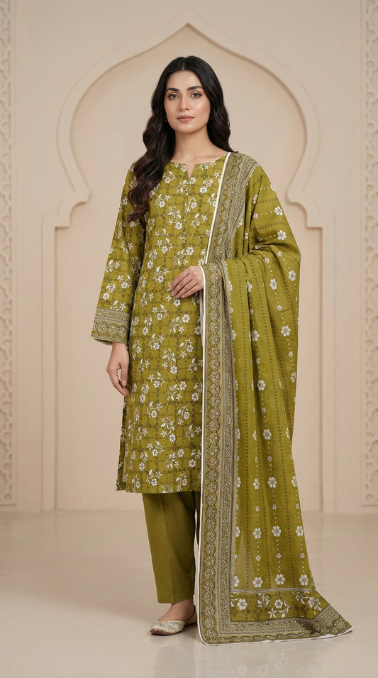 Al-karam 💯 Original 3 piece Bana Dora Printed Lawn Collection-04 (Unstitched)