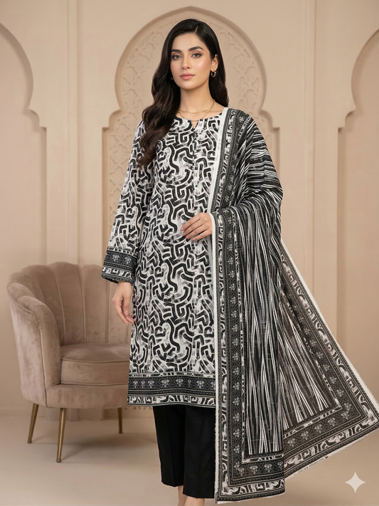 Al-karam 💯 Original 3 piece Bana Dora Printed Lawn Collection-05 (Unstitched)