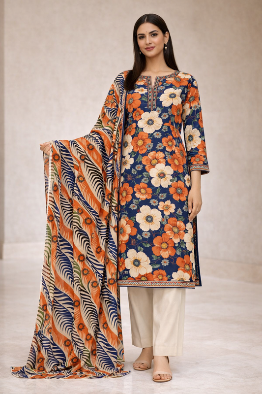 Al-karam 💯 Original 3 piece Bana Dora Printed Lawn Collection-07 (Unstitched)