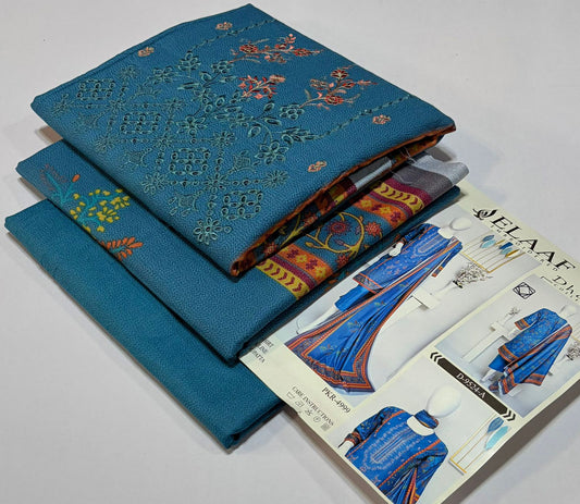 ELAAF 💯 Original 3-Piece Printed Dhanak Collection | Digital Embroidered Shirt, Printed Dupatta & Dyed Trouser | Winter Wear 2025