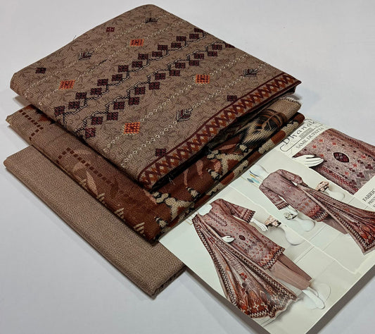 ELAAF 💯 Original 3-Piece Printed Dhanak Collection | Digital Embroidered Shirt, Printed Dupatta & Dyed Trouser | Winter Wear 2025