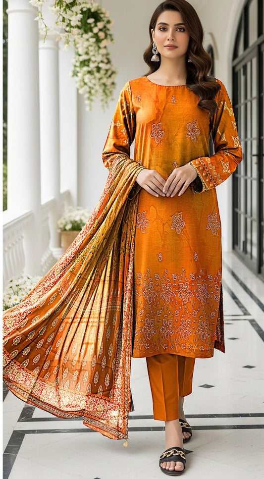 Delika Printed Embroidered  3 PC AZ-1053-01