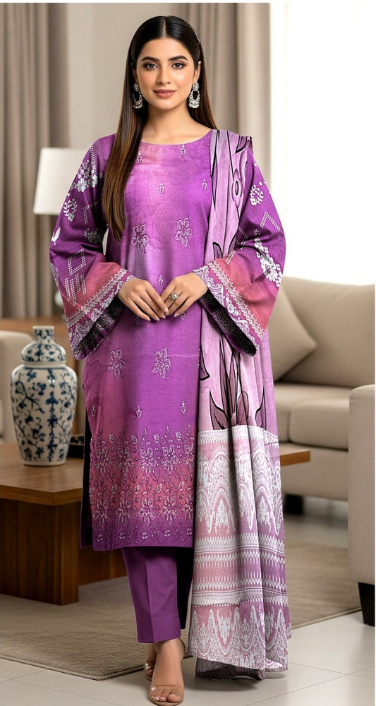 Delika Printed Embroidered  3 PC AZ-1053-02