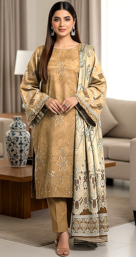Delika Printed Embroidered  3 PC AZ-1053-03