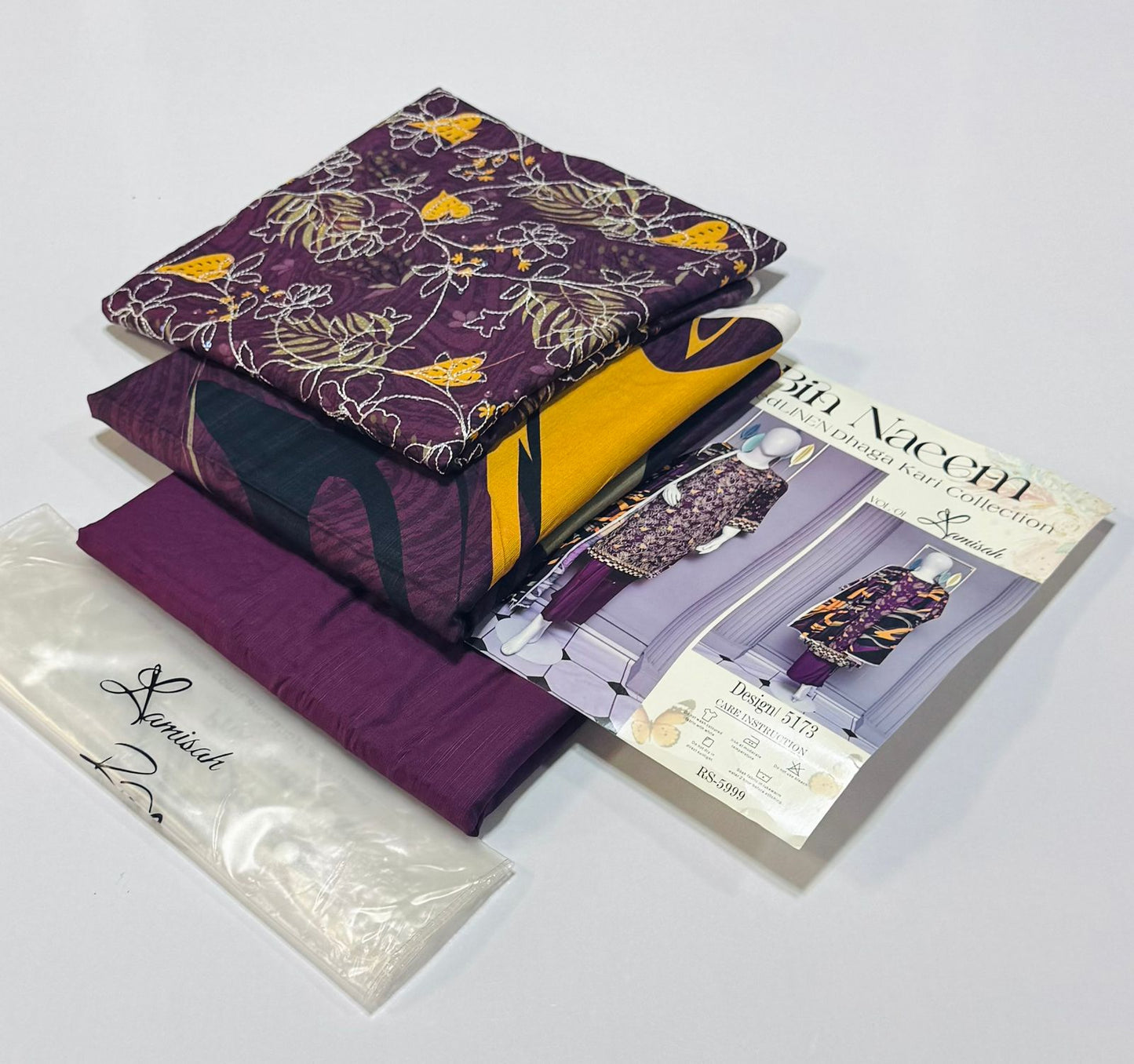 3 pc Embroidered Lenin doriya winter Collection - WA0015