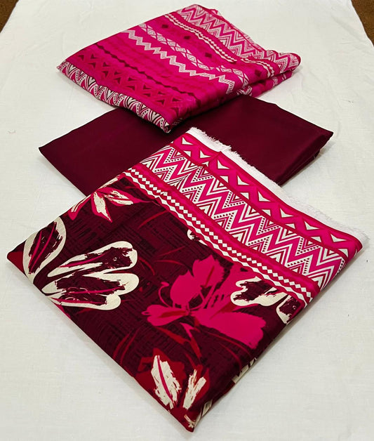 3 pc Printed Viscose Doriya Winter Collection - WA006