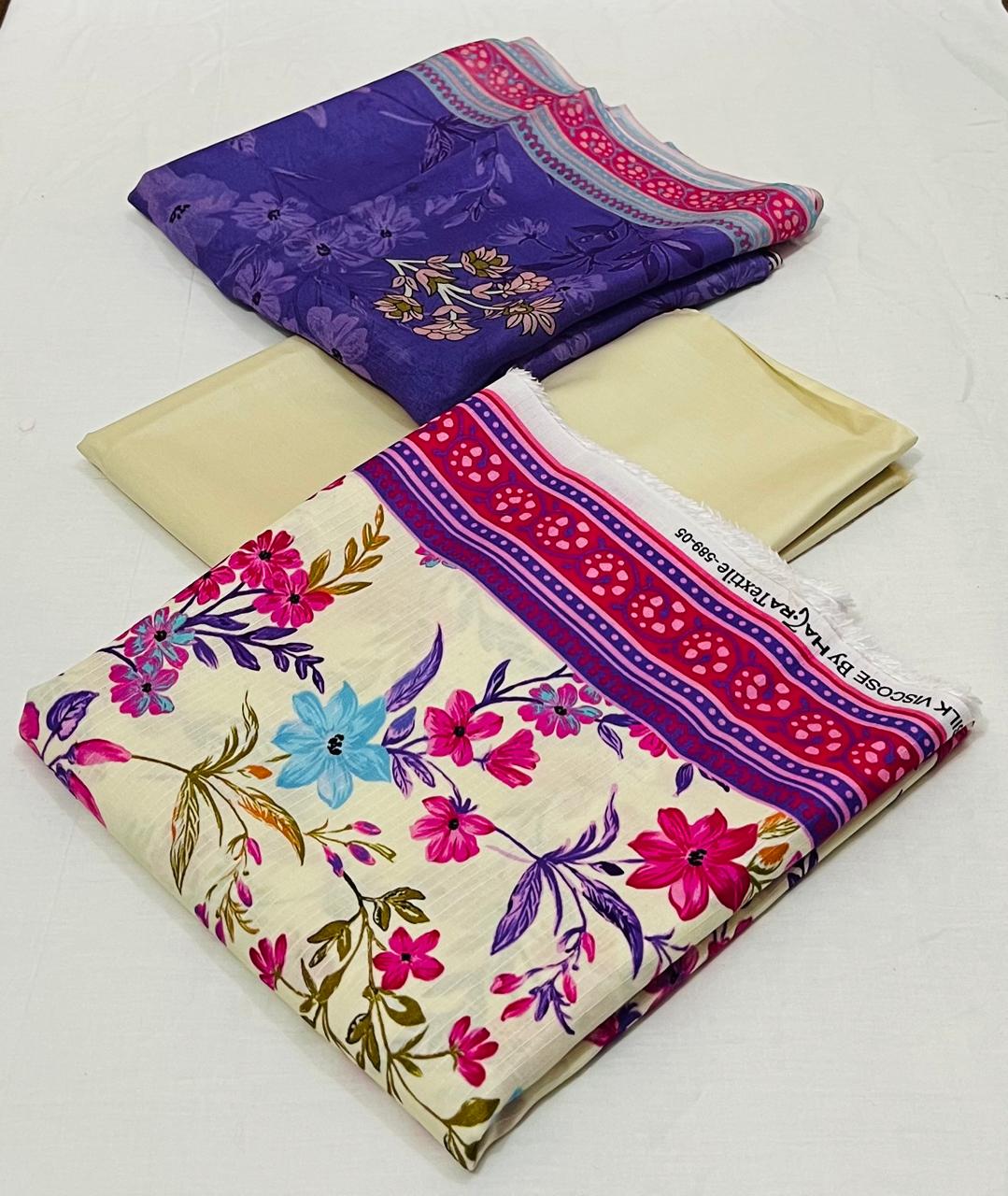 3 pc Printed Viscose Doriya Winter Collection - WA007
