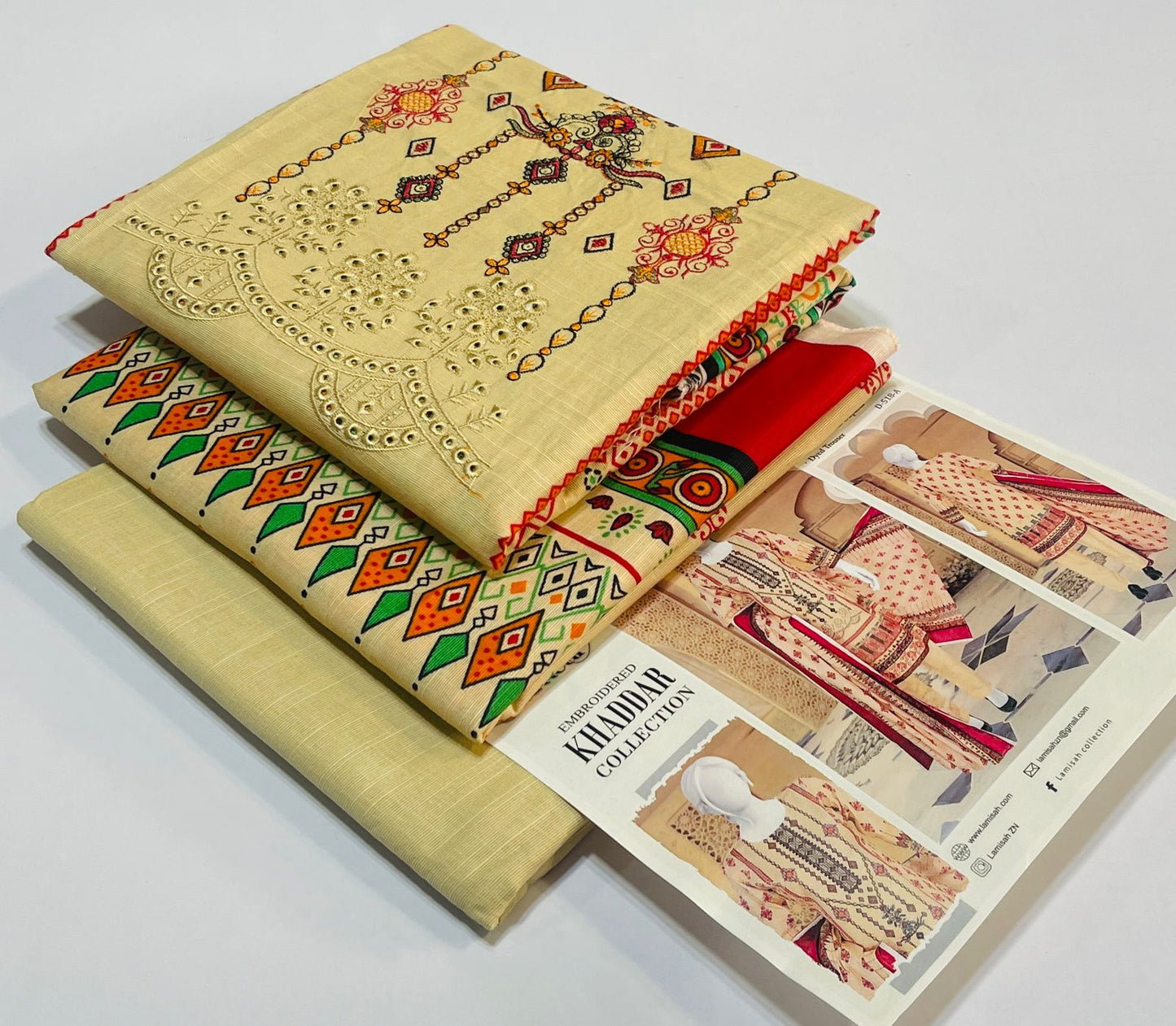 3 piece Embroidery khaddar Collection - DK01