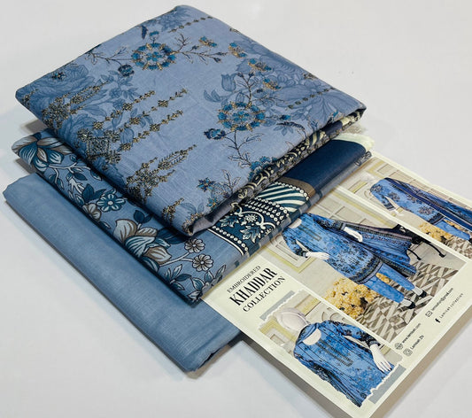 3 piece Embroidery khaddar Collection - DK04