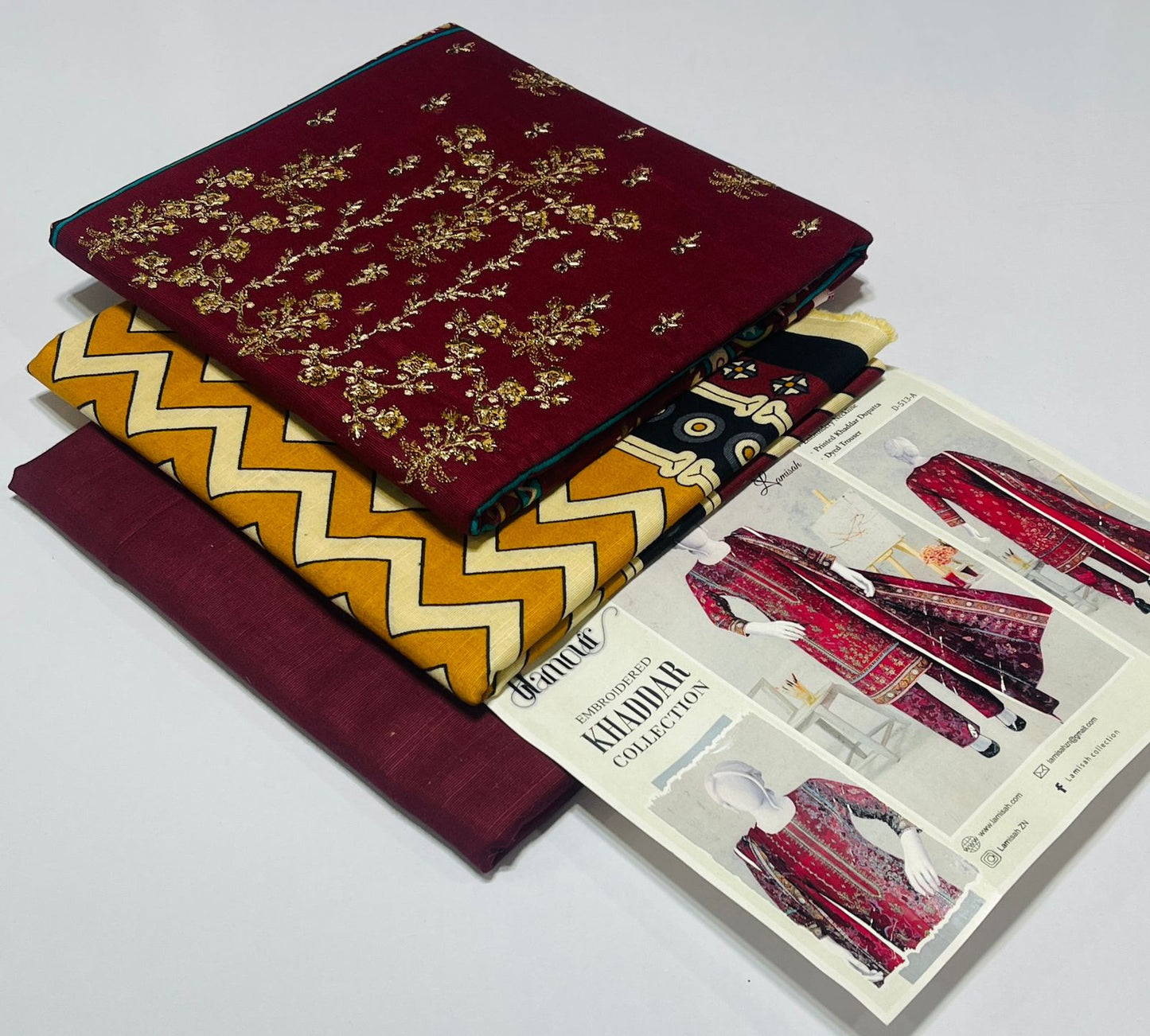 3 piece Embroidery khaddar Collection - DK06