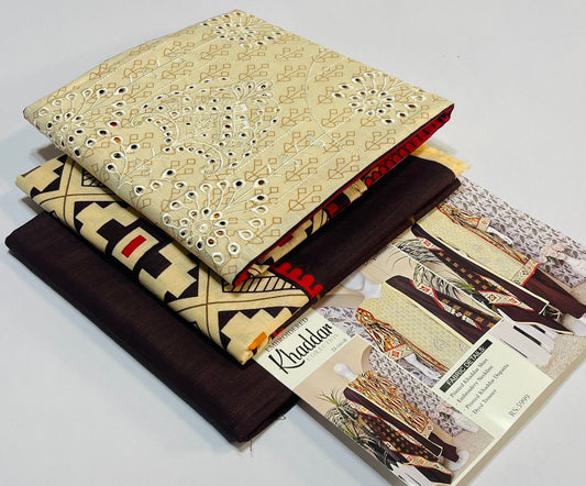 3 piece Embroidery khaddar Collection - DK08