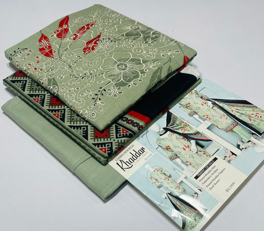 3 piece Embroidery khaddar Collection - DK09