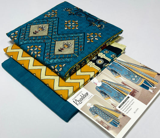 3 piece Embroidery khaddar Collection - DK11