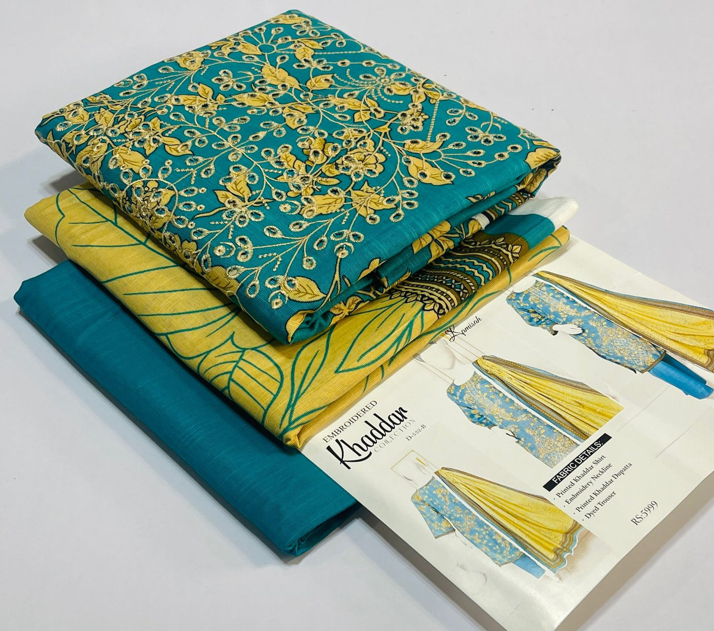 3 piece Embroidery khaddar Collection - DK13