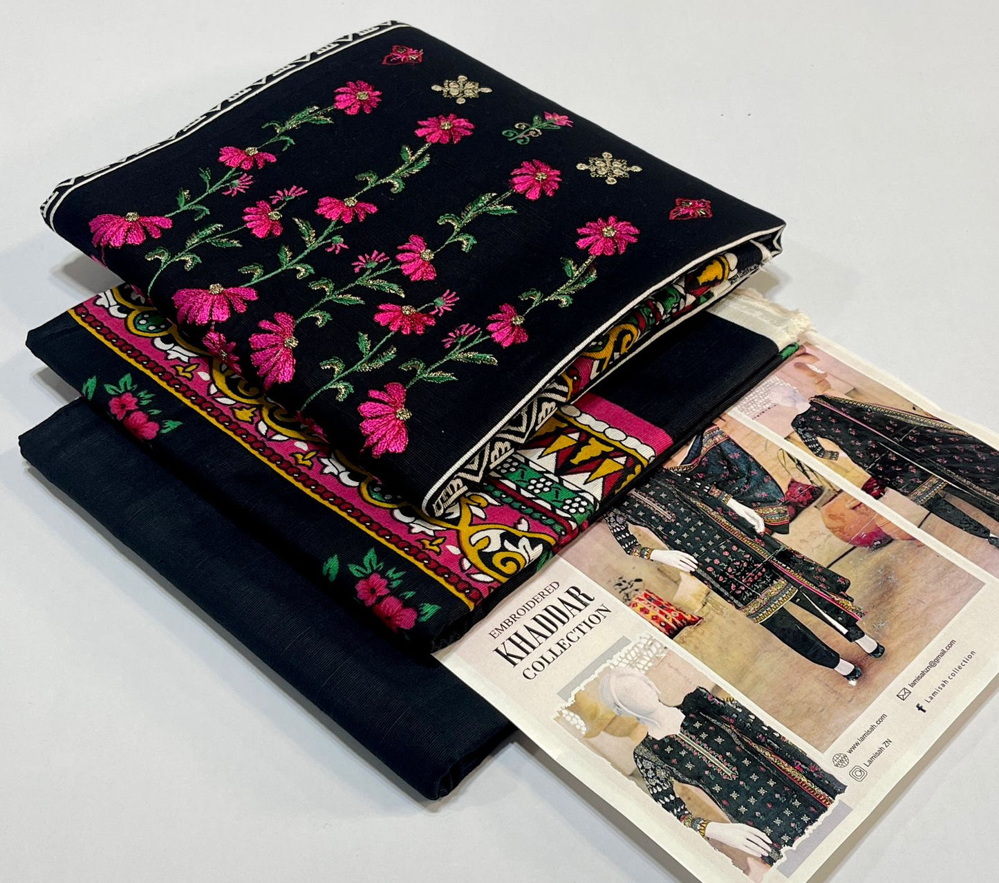 3 piece Embroidery khaddar Collection - DK14