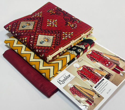 3 piece Embroidery khaddar Collection - DK15