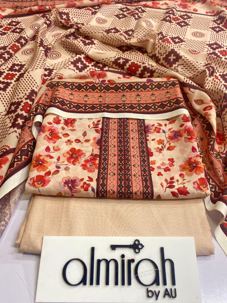 ALMIRAH💯 Original 3pc Printed KARANDI Collection 1007-WA0005