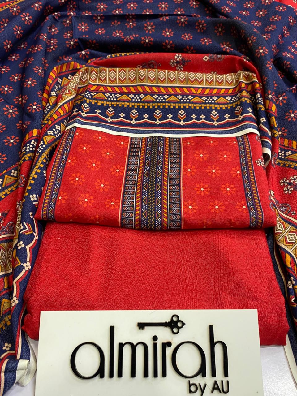 ALMIRAH💯 Original 3pc Printed KARANDI Collection 1007-WA0007