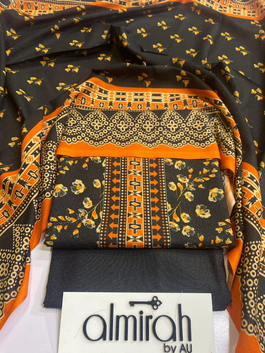 ALMIRAH💯 Original 3pc Printed KARANDI Collection 1007-WA0009