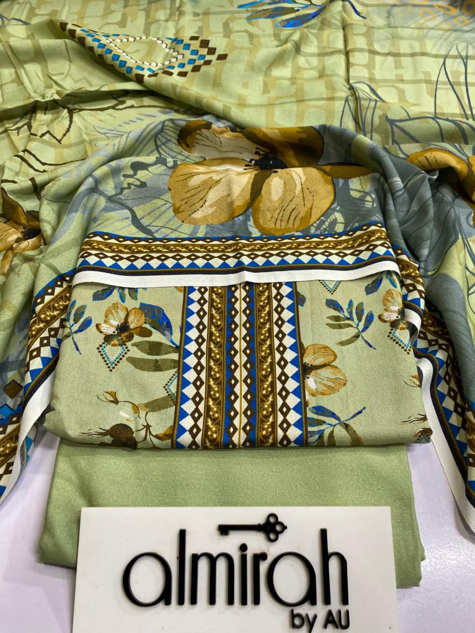 ALMIRAH💯 Original 3pc Printed KARANDI Collection 1007-WA0014