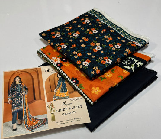 Bin Naeem 💯 Original 3-Piece Printed Linen Suit | Digital Printed Shirt, Dupatta & Trouser WA-0465