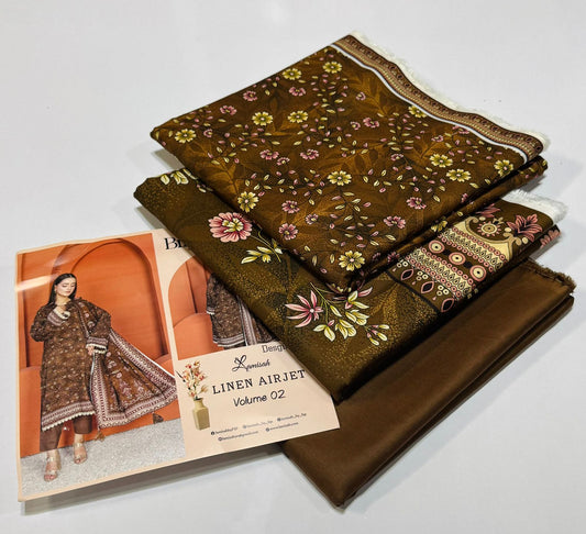 Bin Naeem 💯 Original 3-Piece Printed Linen Suit | Digital Printed Shirt, Dupatta & Trouser WA-0471