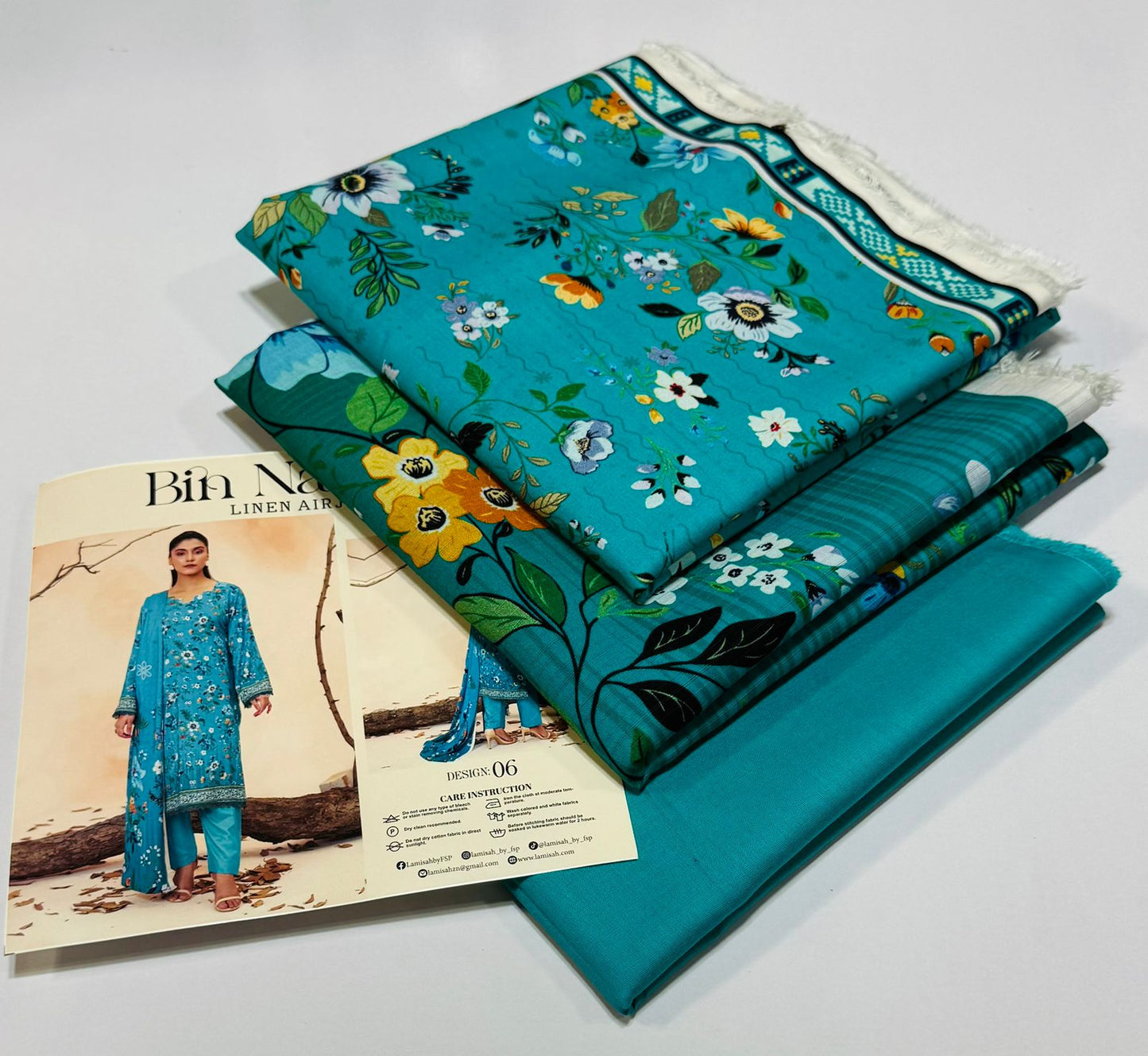 Bin Naeem 💯 Original 3-Piece Printed Linen Suit | Digital Printed Shirt, Dupatta & Trouser WA-0472