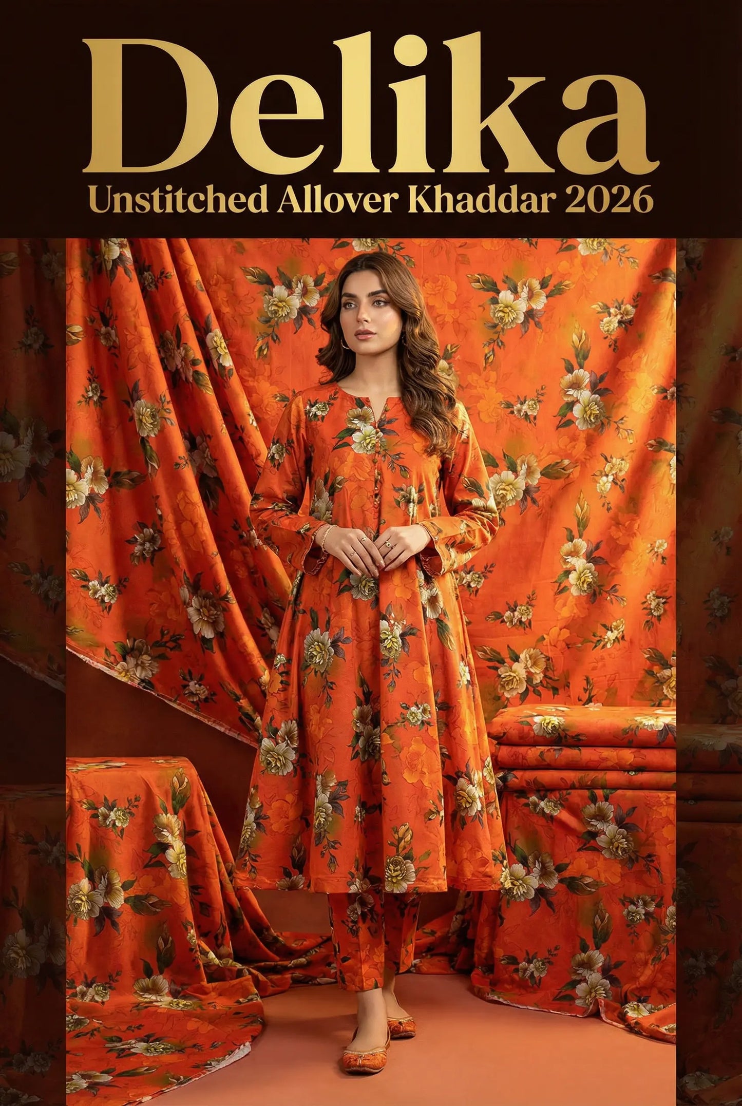 Delika's 💯 Original Allover Khaddar| Digital Printed Shirt &  Trouser