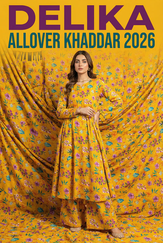 Delika's 💯 Original Allover Khaddar| Digital Printed Shirt &  Trouser