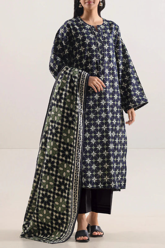 SAYA💯 Original Unstitched Printed Cotton Khaddar 3 Piece