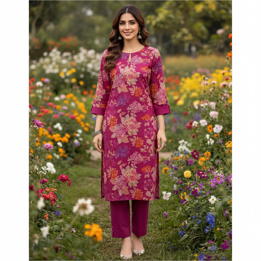 Delika Original 2-Piece Digital Twill Viscose Collection | Digital Printed Shirt, Dyed Trouser