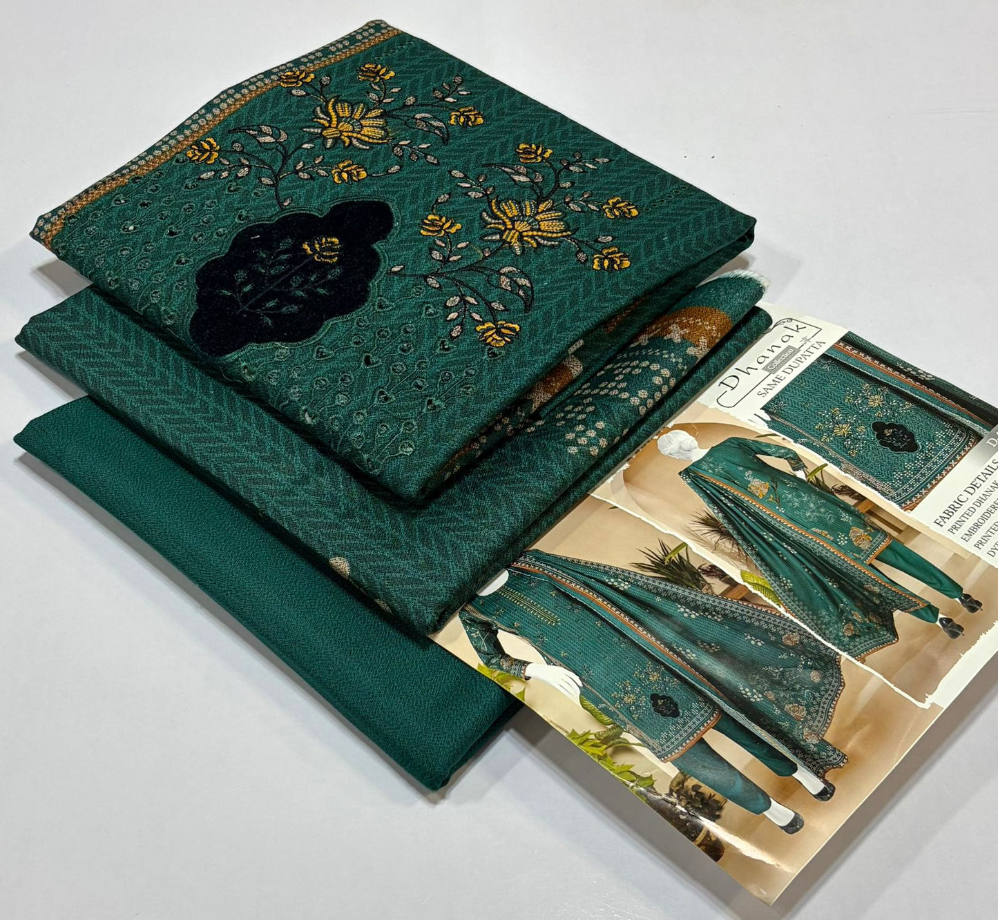 ELAAF 💯 Original 3-Piece Printed Dhanak Collection | Digital Embroidered Shirt, Printed Dupatta & Dyed Trouser | Winter Wear 2025